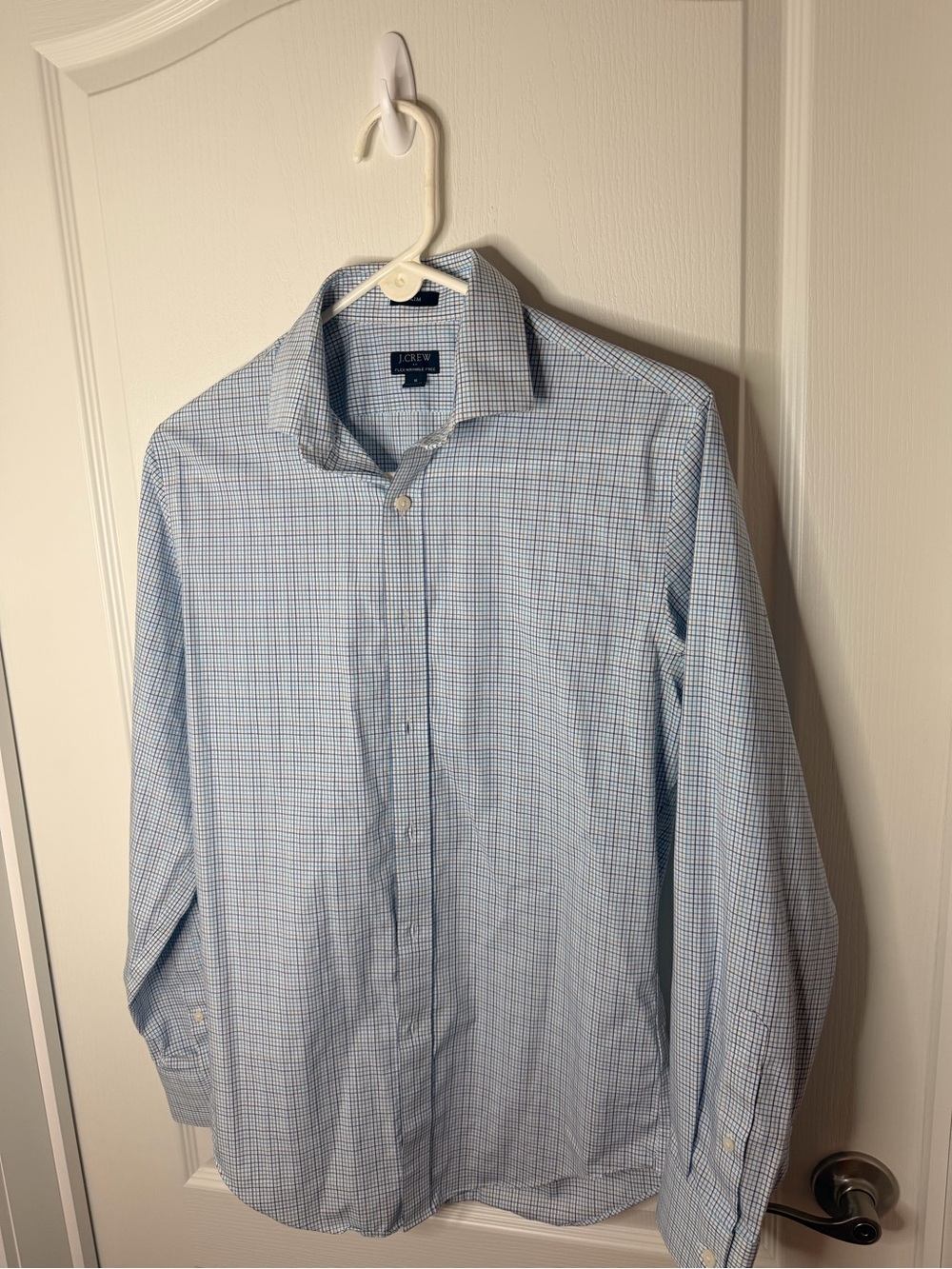 J. Crew Men's Light Blue Micro-Check Dress Shirt